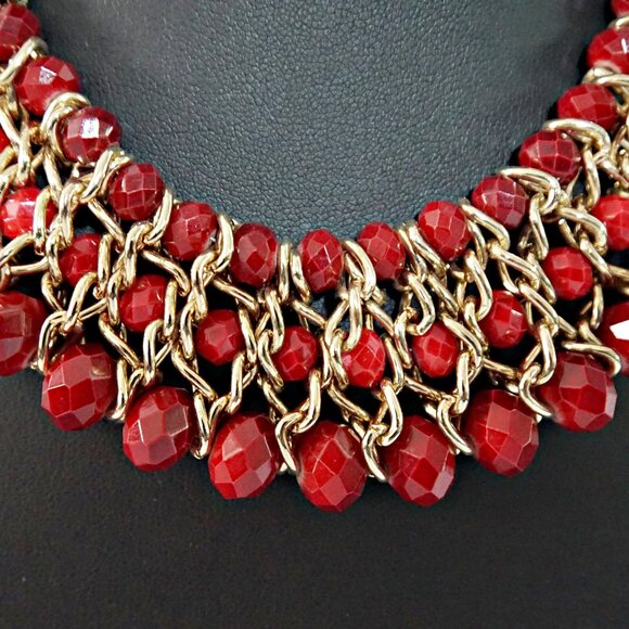 Amrita Singh Cleo Red Multi- Strand Breaded Necklace. - Picture 5 of 6
